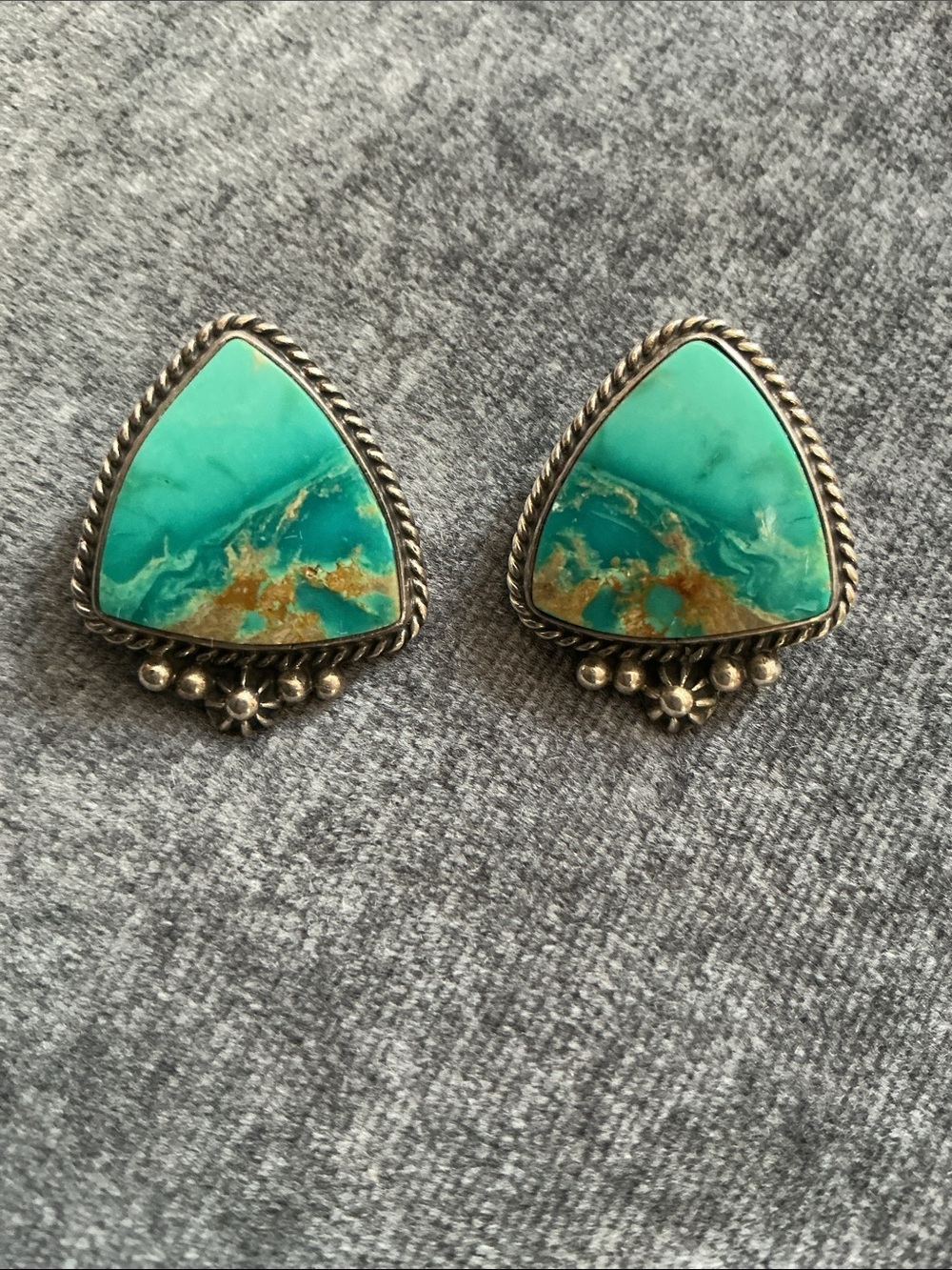 Andy Cadman Navajo Sterling Silver Natural Turquoise Post Earrings